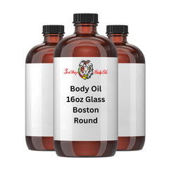 16oz Body Oil - Glass Boston Round (D-I)