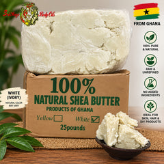 100% Raw African Shea Butter – Unrefined & Pure from Ghana - 25lbs