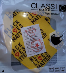 YELLOW BLACK LIVES MATTER FACE MASK