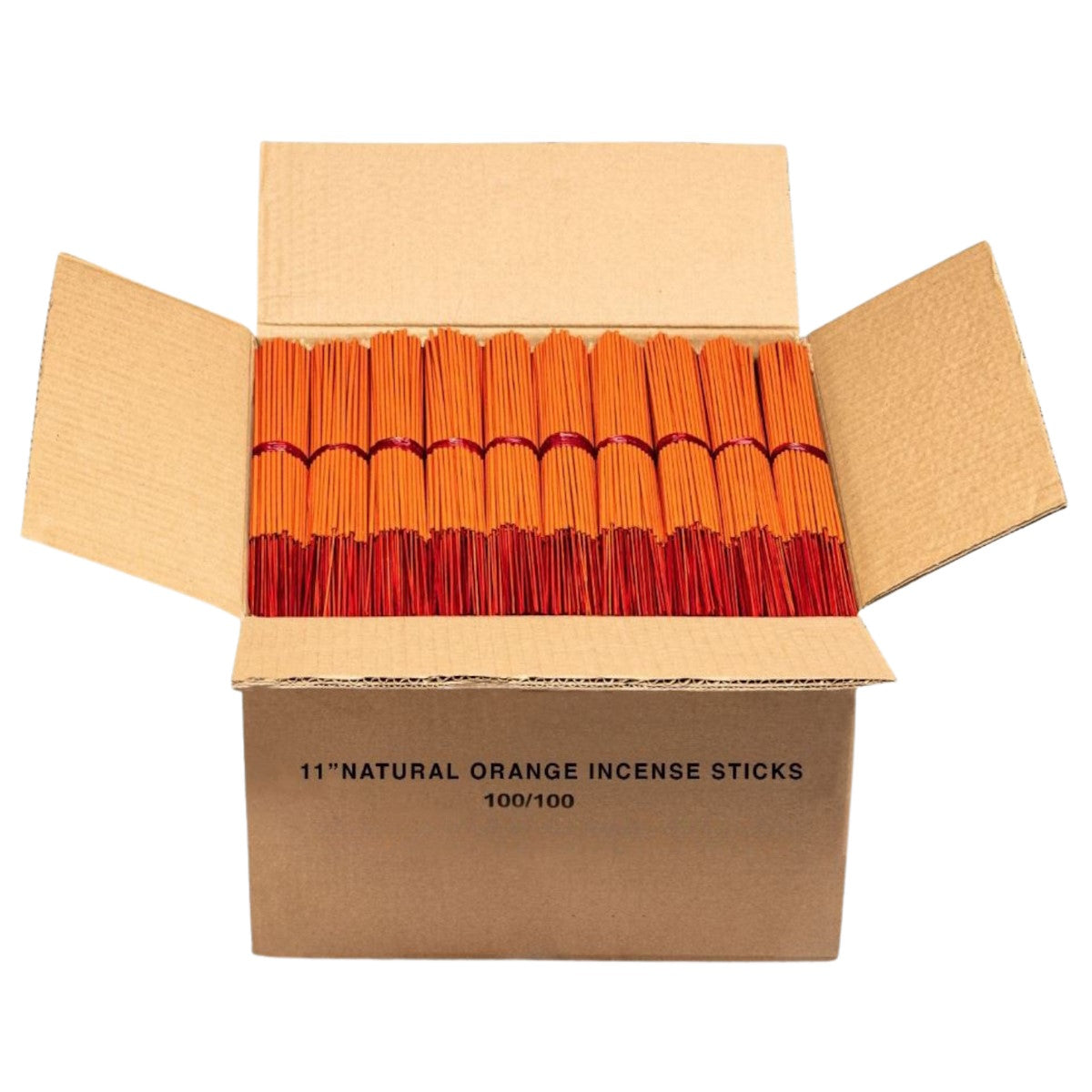 PREMIUM UNSCENTED 11" ORANGE INCENSE STICKS - 10,000 STICKS (100 BUNDLES)