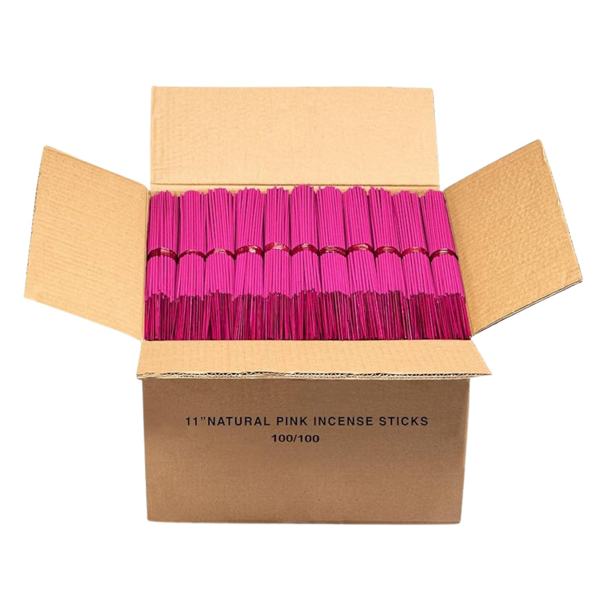 PREMIUM UNSCENTED 11" PINK INCENSE STICKS - 10,000 STICKS (100 BUNDLES)
