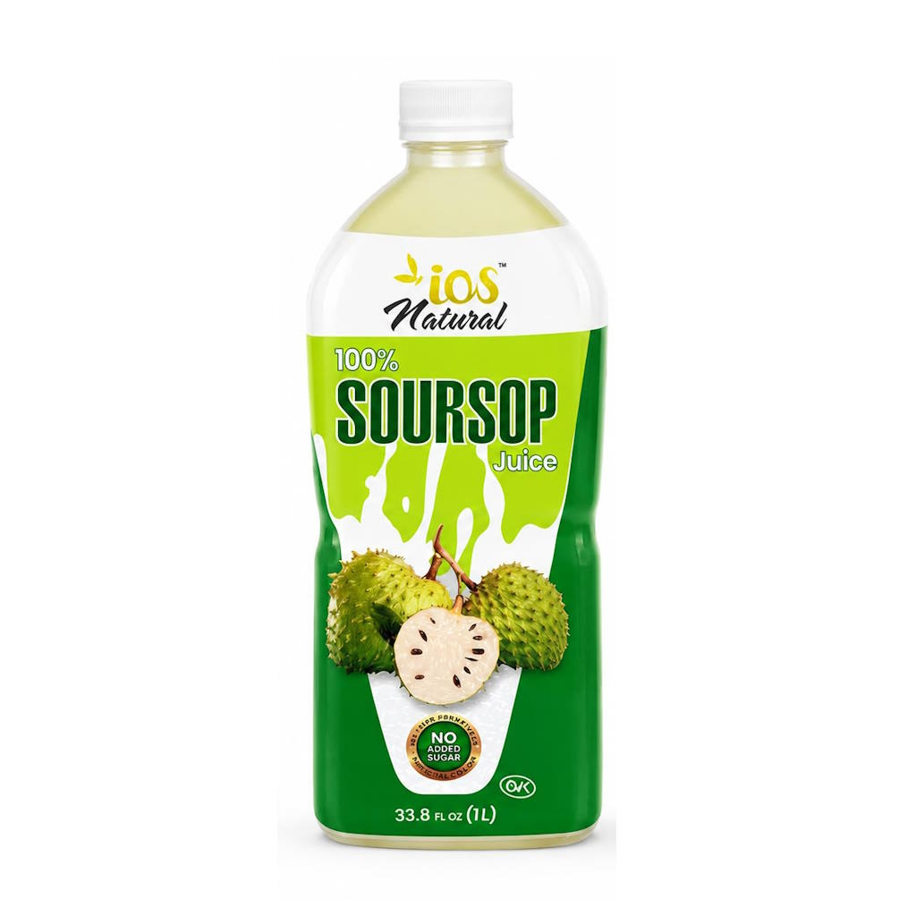 IOS Natural 100% Soursop Juice – 33.8 fl oz (1L) | Case of 12