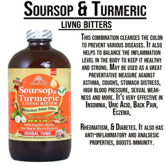 Soursop & Turmeric Living Bitter 5 in 1 with Angelica Roots, Nut Meg & Myrrh Extracts Hebal Tonic